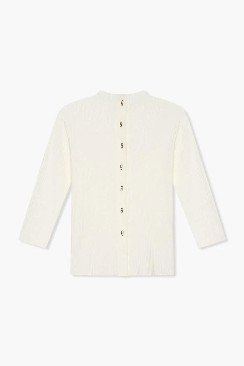 Top Gebreid Viscose Logo Drukker Rug Alec Off White