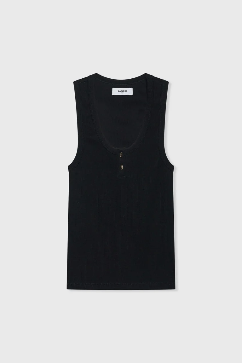 Tanktop Dames Katoen Logo Drukkers Rolf Zwart