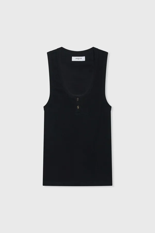 Tanktop Dames Katoen Logo Drukkers Rolf Zwart