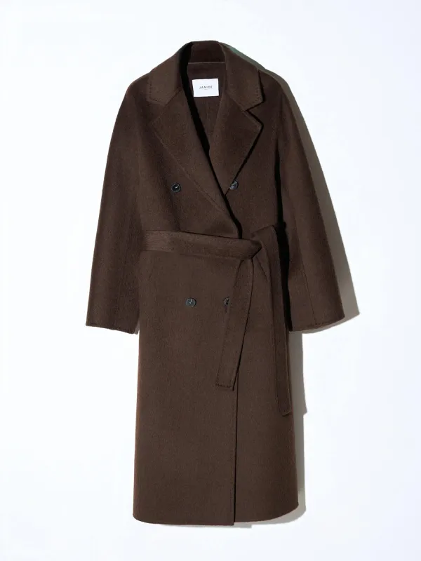 Trench Jas Lang Dames Yak Wol Detroit Bruin