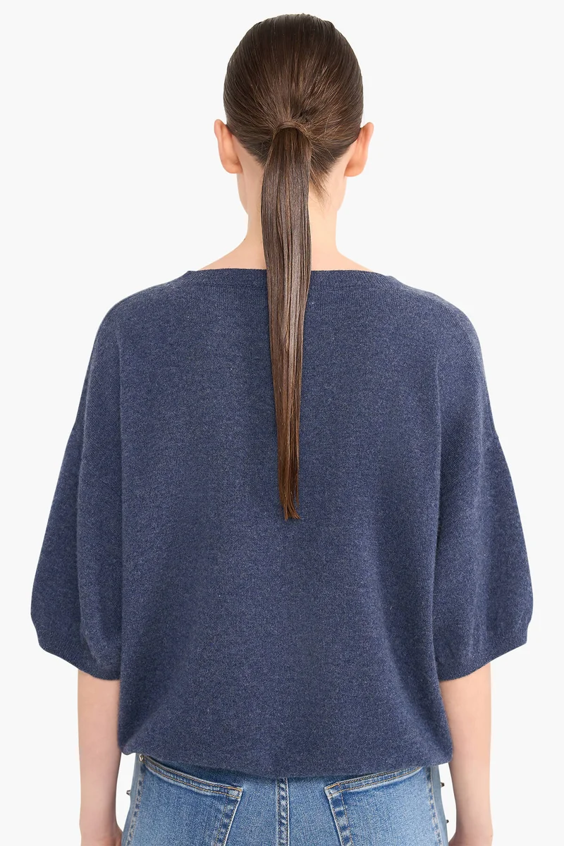 Cashmere Trui Dames Korte Mouw Romeo Blauw