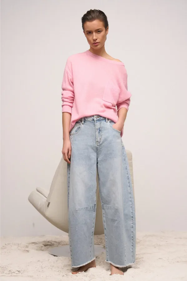 Cashmere Dames Trui Wijde Hals Dayton Roze