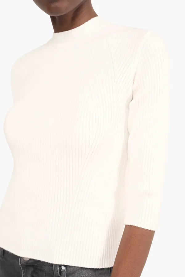 Top Gebreid Viscose Logo Drukker Rug Alec Off White