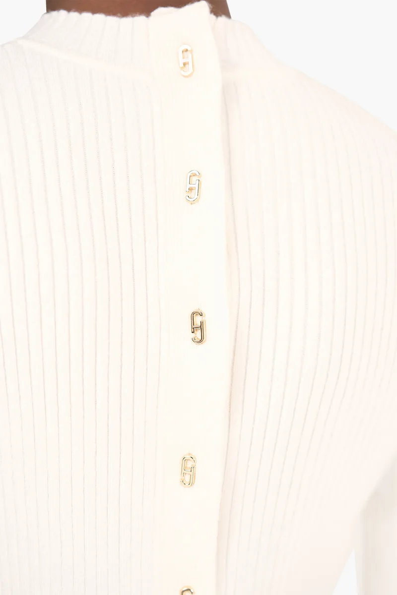 Top Gebreid Viscose Logo Drukker Rug Alec Off White