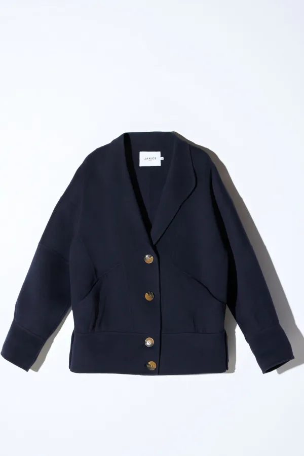 Vintage Cashmere Dames Jas Seth Donker Blauw