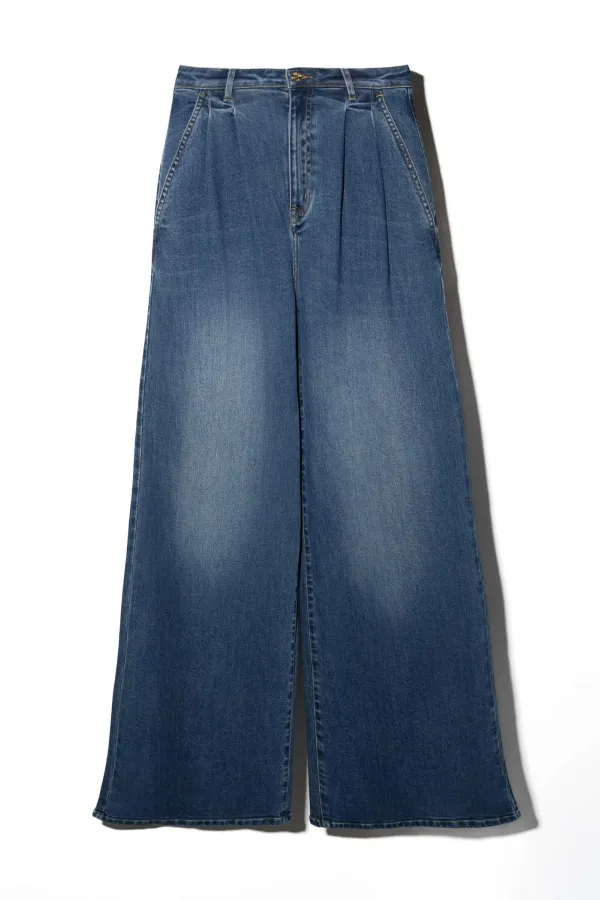 wide leg jeans stretch high rise blauw dollar 258