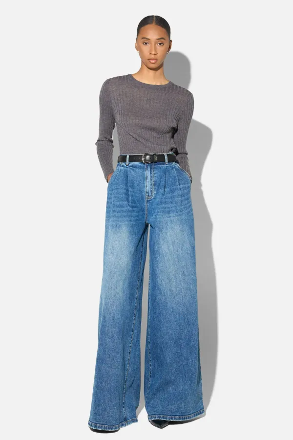 wide leg jeans stretch high rise blauw dollar 258