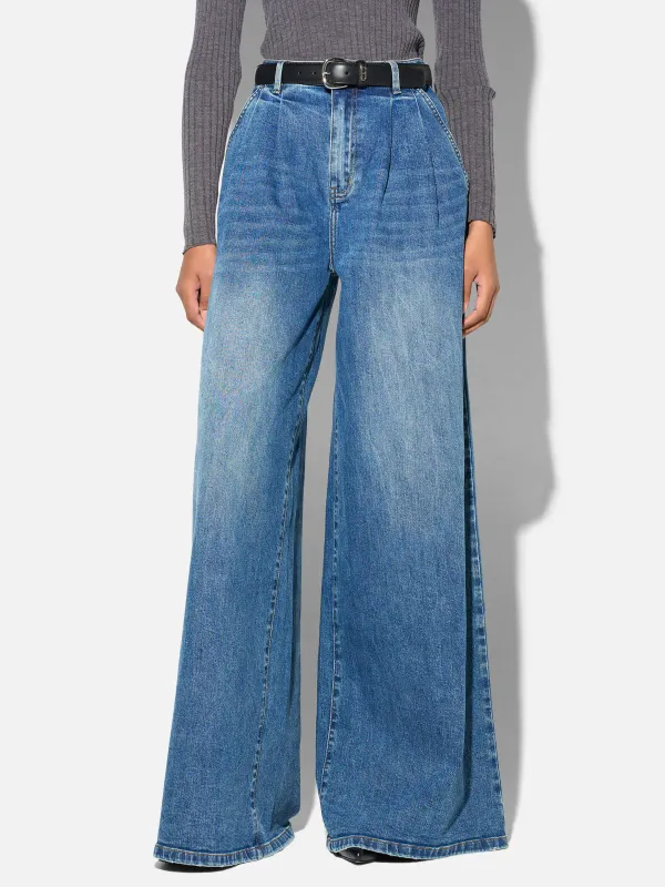wide leg jeans stretch high rise blauw dollar 258