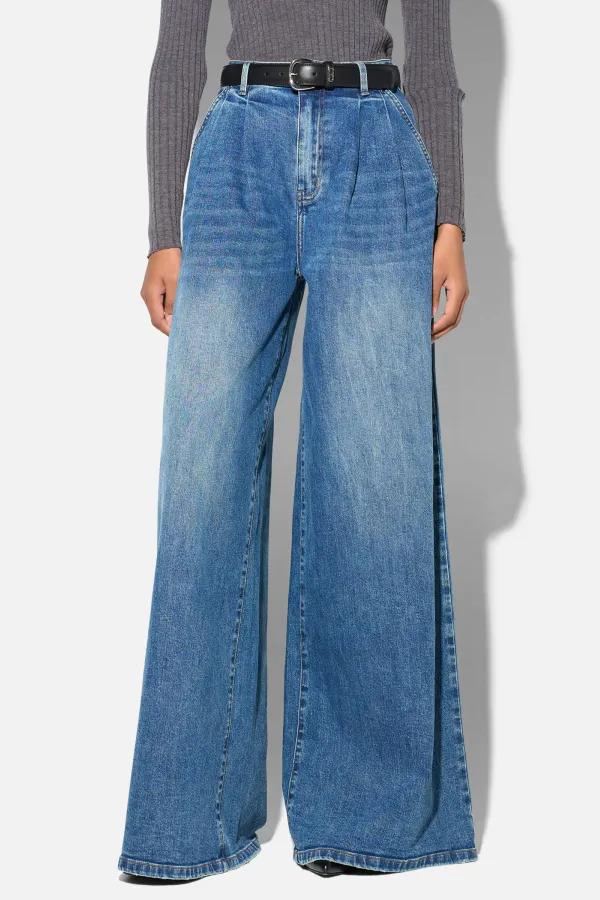 wide leg jeans stretch high rise blauw dollar 258