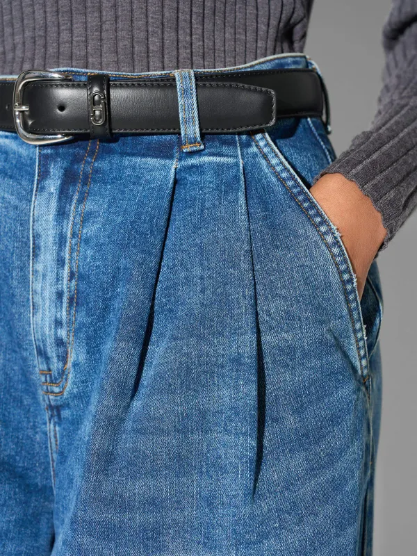 wide leg jeans stretch high rise blauw dollar 258