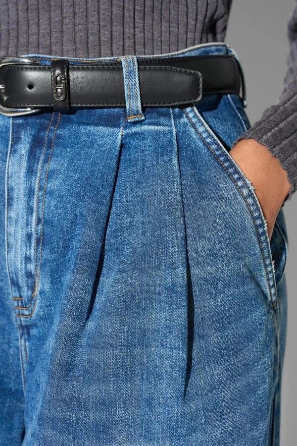 wide leg jeans stretch high rise blauw dollar 258
