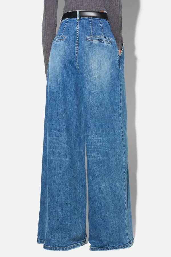 wide leg jeans stretch high rise blauw dollar 258
