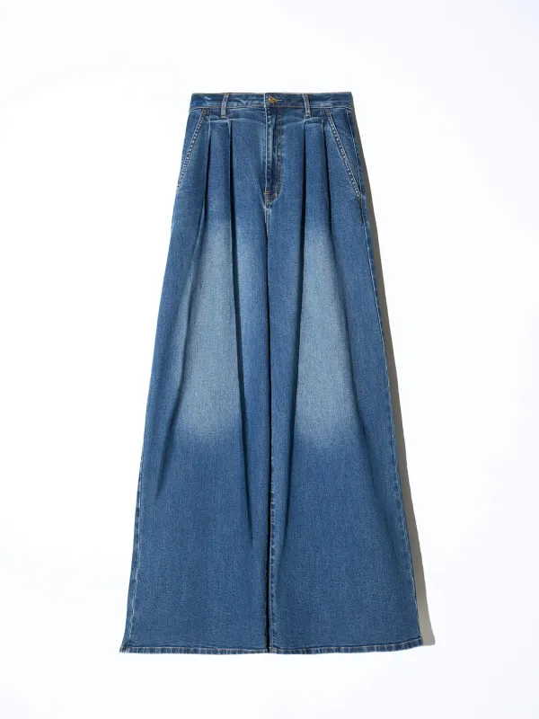 Wide Leg Jeans Stretch High Rise Blauw Dollar 469