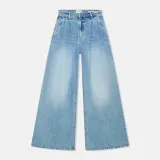 Wide Leg Jeans Stretch High Rise Dollar Blauw 786