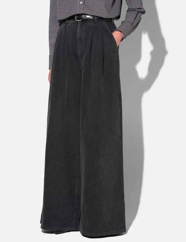 Wide Leg Jeans Stretch High Rise Dollar Zwart 813
