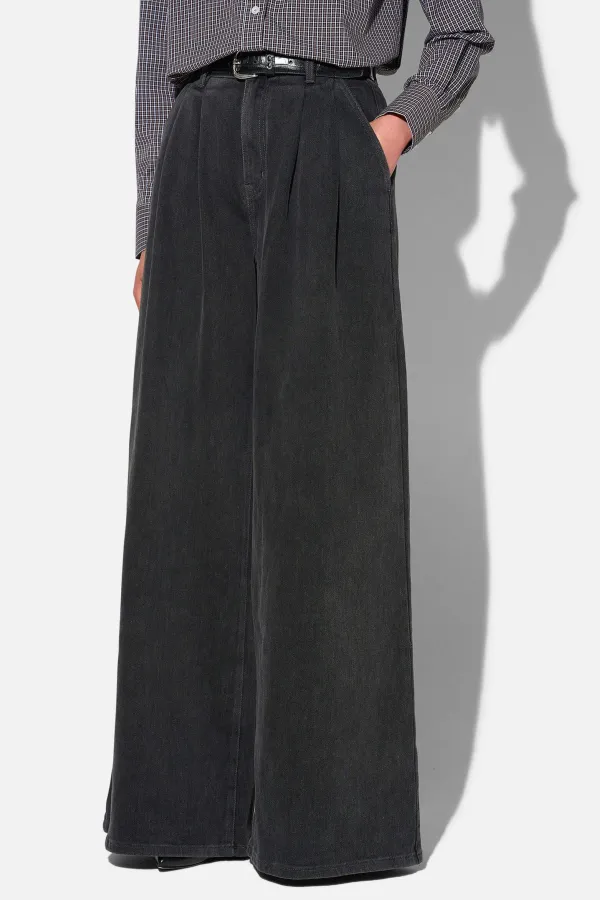Wide Leg Jeans Stretch High Rise Dollar Zwart 813