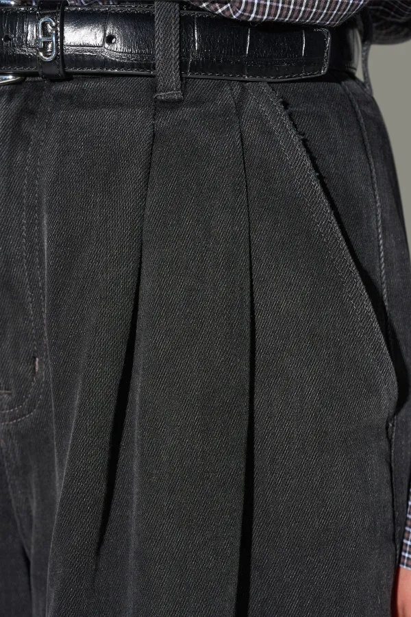 Wide Leg Jeans Stretch High Rise Dollar Zwart 813