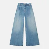 Wide Leg Jeans Stretch High Rise Stretch Dollar Blauw 379