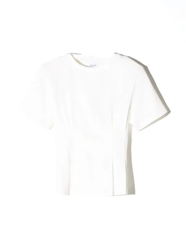 Wit Katoenen Dames Shirt Plooien Taille Keon