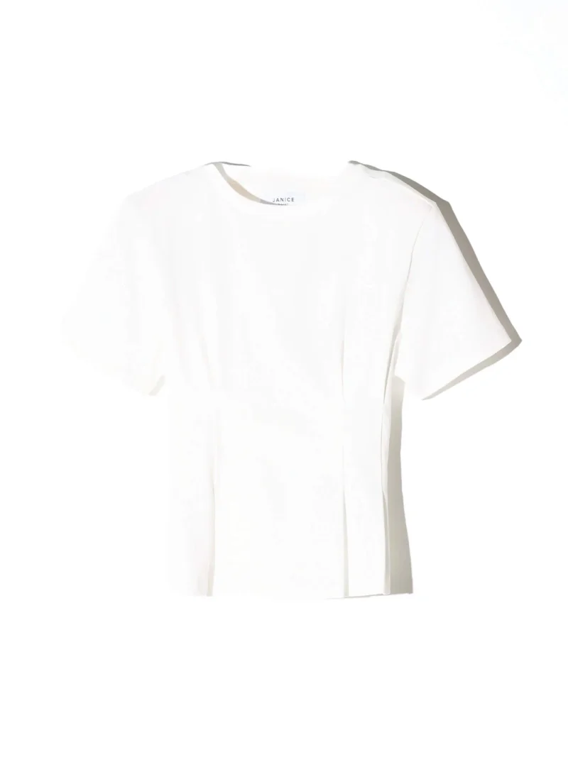 Wit Katoenen Dames Shirt Plooien Taille Keon