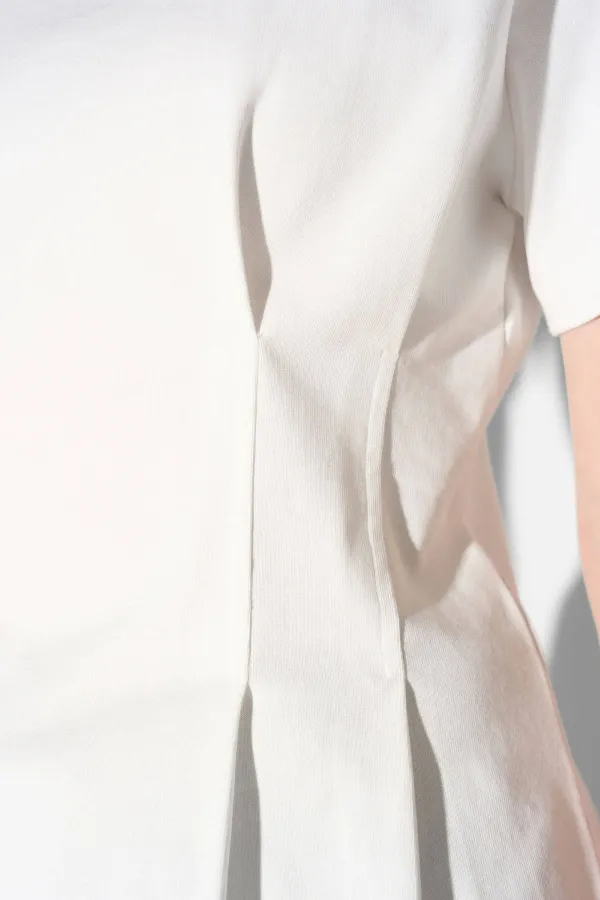 Wit Katoenen Dames Shirt Plooien Taille Keon