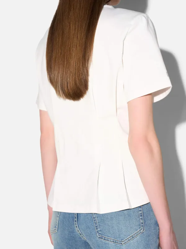 Wit Katoenen Dames Shirt Plooien Taille Keon