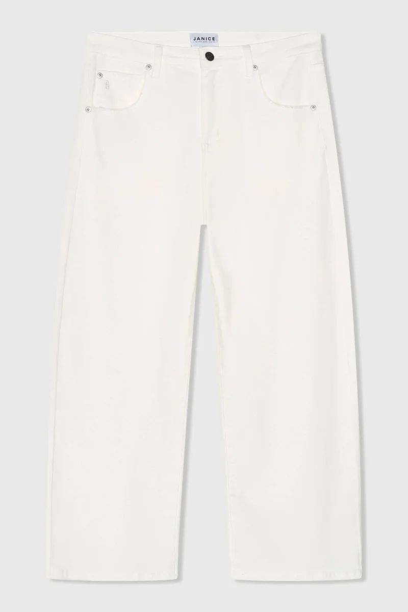 Witte Barrel Jeans Dames Mid Rise Baxter