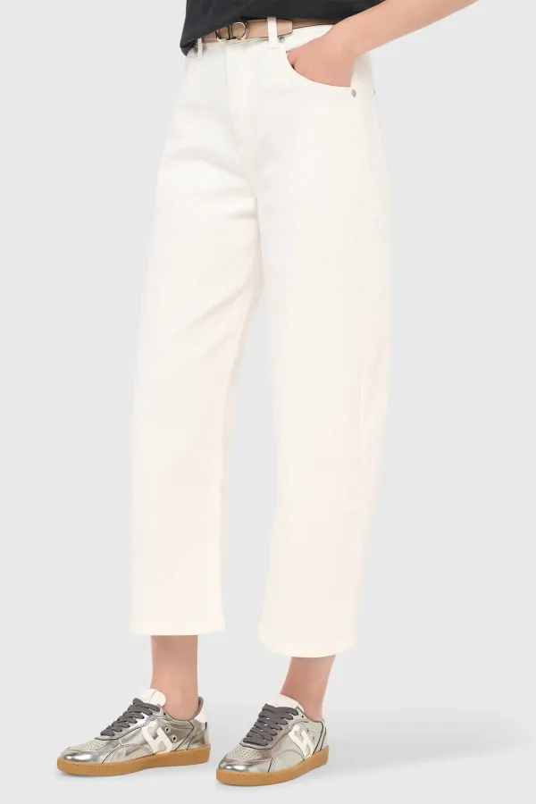 Witte Barrel Jeans Dames Mid Rise Baxter