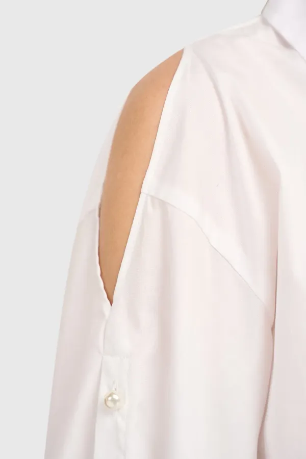 Witte Katoenen Blouse Dames Katoen Paul
