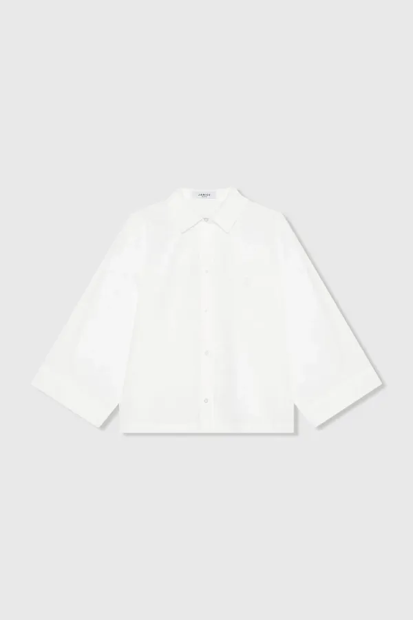 Witte Katoenen Blouse Dames Kimono Carl