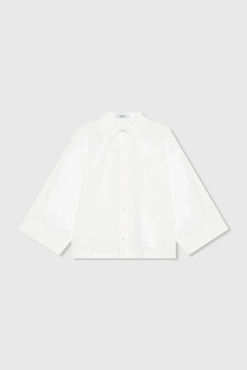 Witte Katoenen Blouse Dames Kimono Carl