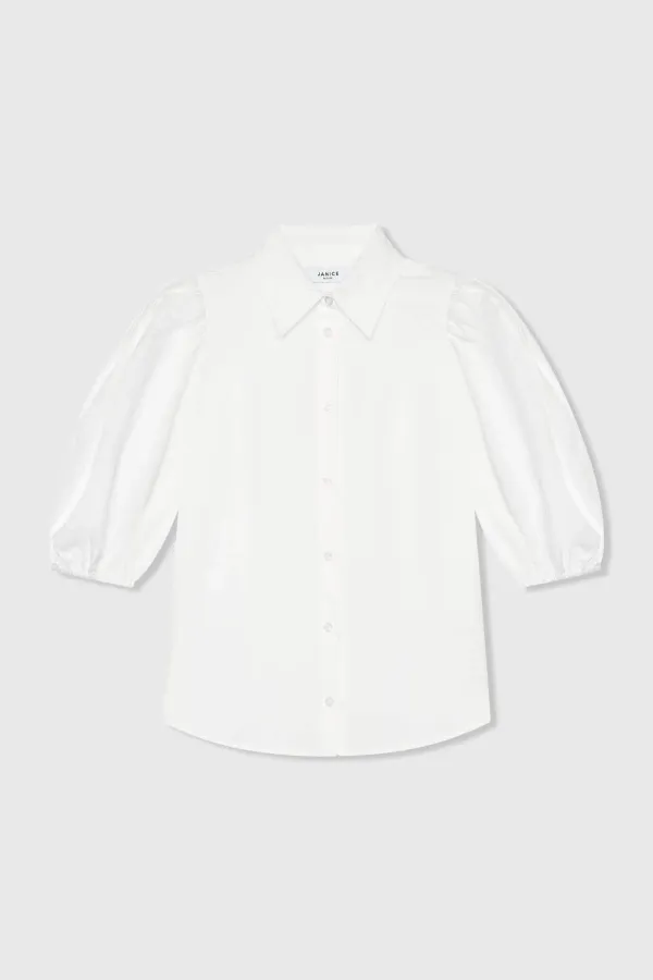 Witte Katoenen Blouse Dames Lars Wit