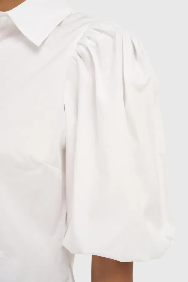 Witte Katoenen Blouse Dames Lars Wit