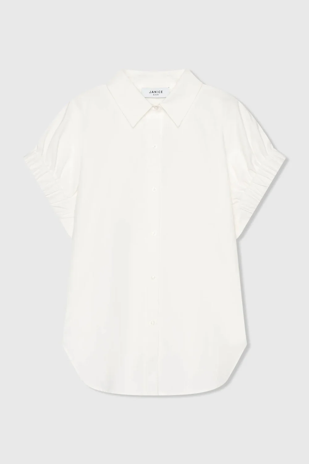 Witte Katoenen Dames Blouse Korte Mouw Yaro Wit