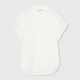 Witte Katoenen Dames Blouse Korte Mouw Yaro Wit