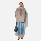 Wollen Cape Dames Jas Knopen Archie Beige
