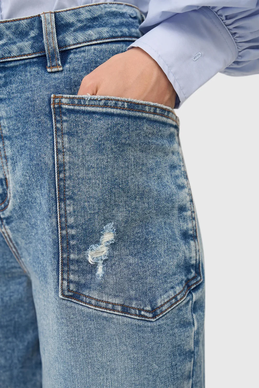 Worker Jeans Dames Barrel Fit Stretch Mid Rise Morrison Blauw 379