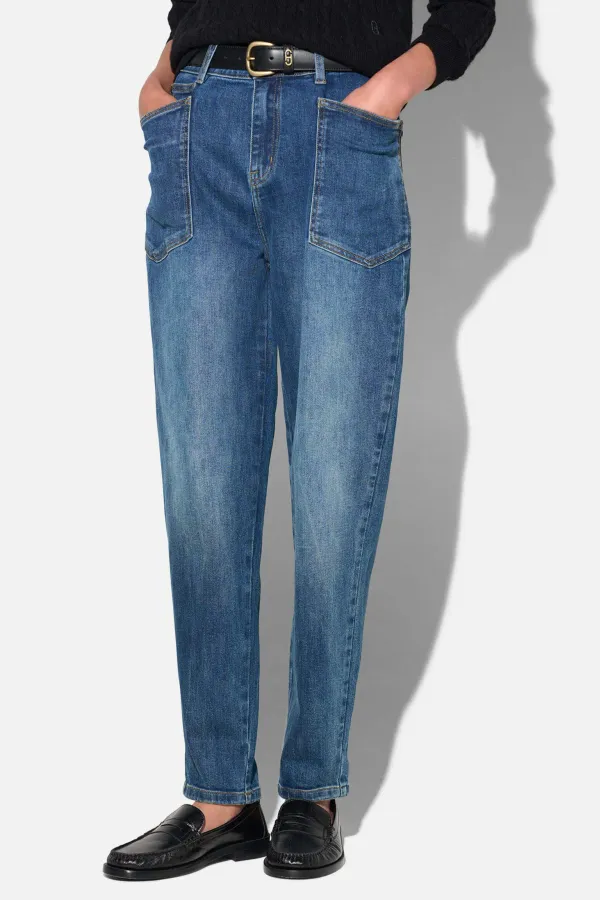 Worker Jeans Dames Barrel Fit Stretch Mid Rise Morrison Blauw 469