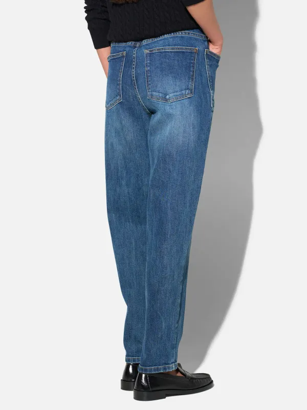 Worker Jeans Dames Barrel Fit Stretch Mid Rise Morrison Blauw 469