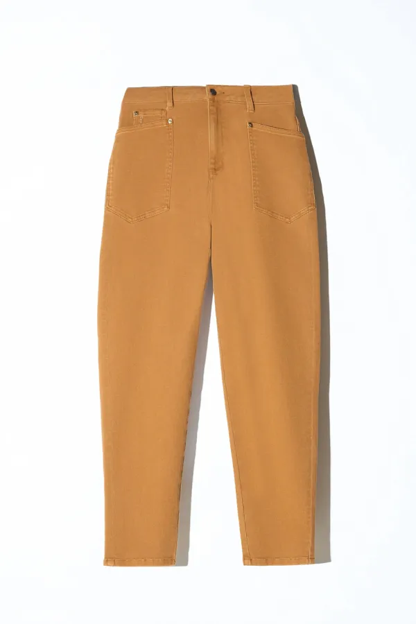 Worker Jeans Dames Barrel Fit Stretch Mid Rise Morrison Cognac