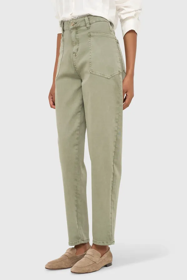 Worker Jeans Dames Barrel Fit Stretch Mid Rise Morrison Groen 943