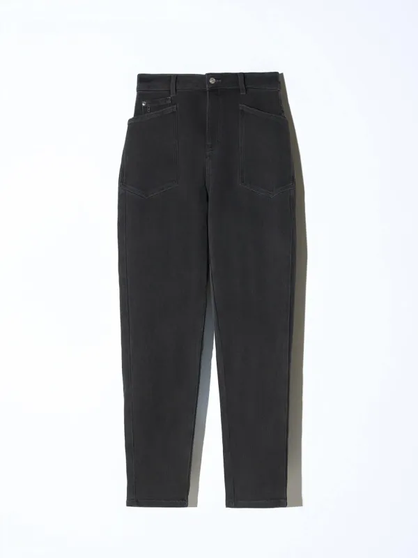 Worker Jeans Dames Barrel Fit Stretch Mid Rise Morrison Zwart 813
