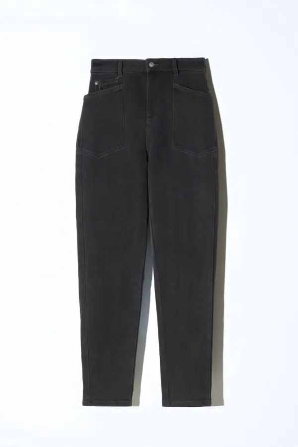 Worker Jeans Dames Barrel Fit Stretch Mid Rise Morrison Zwart 813