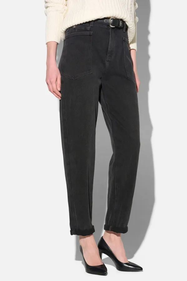 Worker Jeans Dames Barrel Fit Stretch Mid Rise Morrison Zwart 813