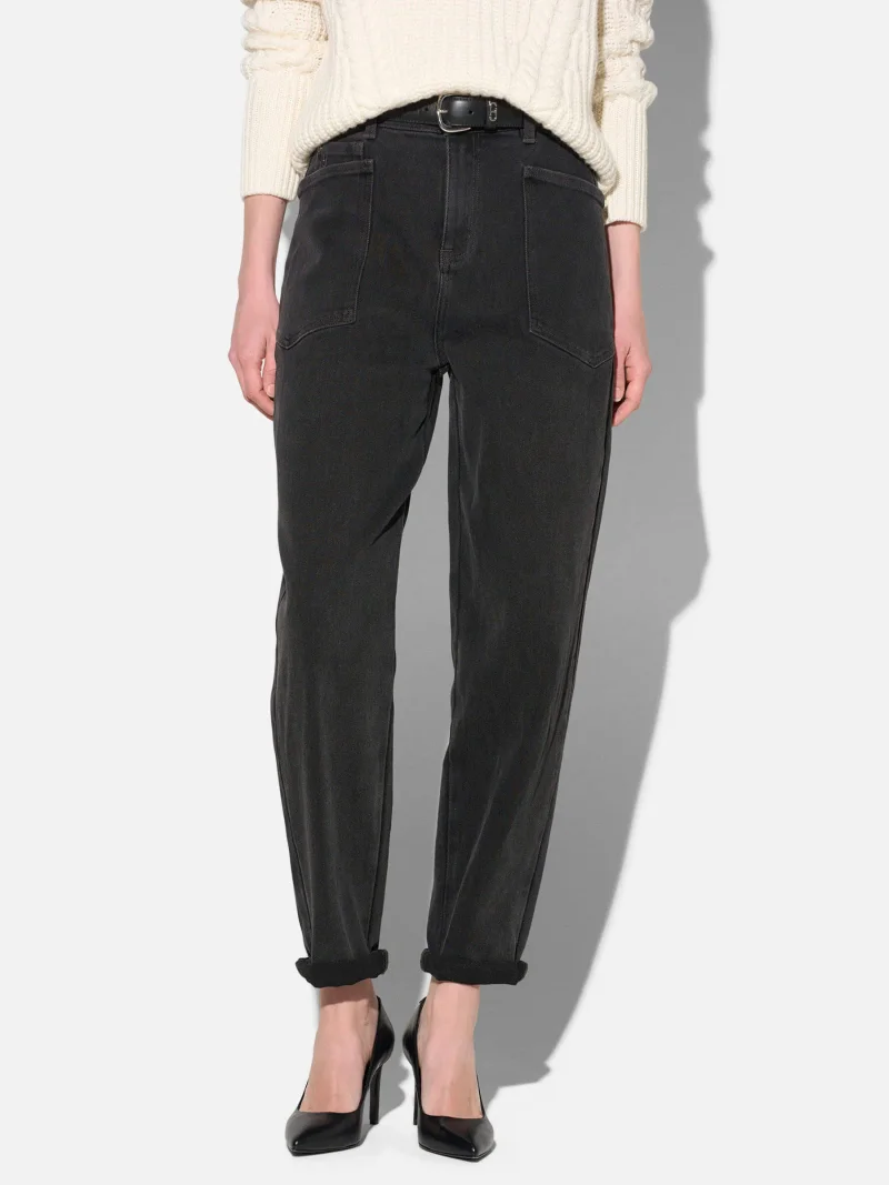 Worker Jeans Dames Barrel Fit Stretch Mid Rise Morrison Zwart 813