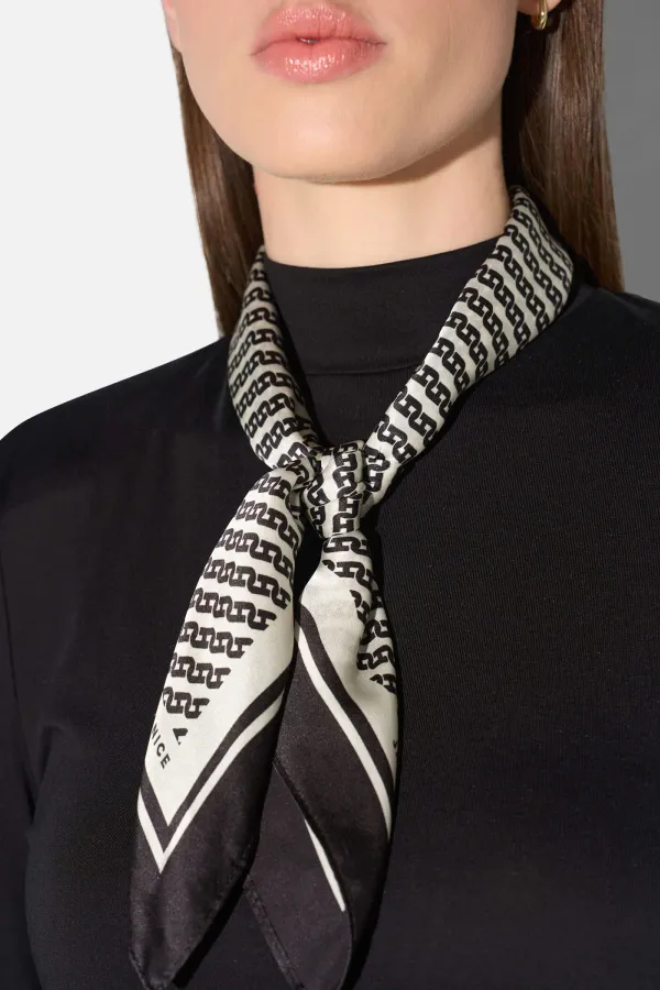 Zijden Sjaal Dames Effron Logo Ketting Zwart