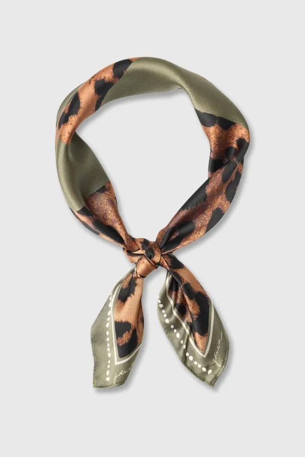 Zijden Sjaal Dames Print Effron Groen Panterprint