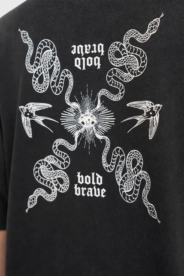 Zwart Dames Shirt Katoen Print Slang Adam