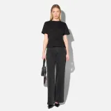 Zwart Katoenen Dames Shirt Plooien Taille Keon